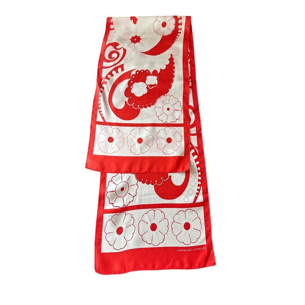 Adrienne Vittadini Red & White Floral‎ Paisley Silk Scarf For Women